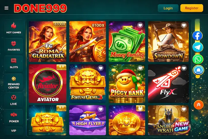 done 999 game slot interface 