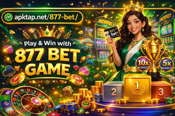 Screenshot of 877 Bet Game interface showing casino and slot features